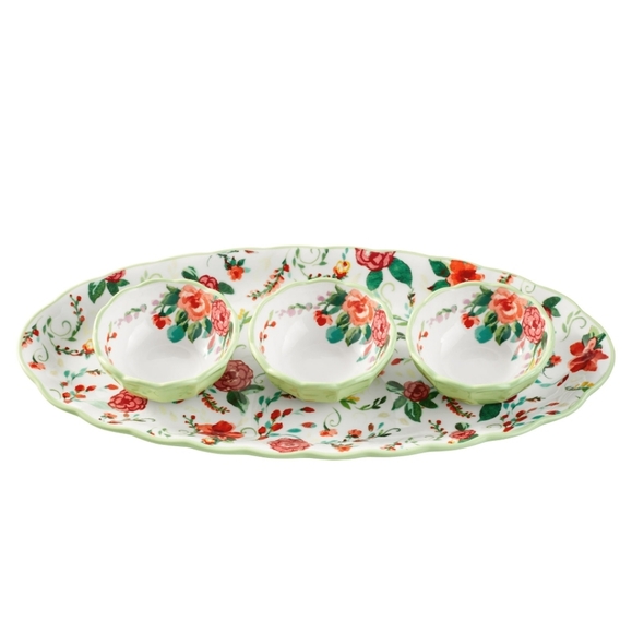 2024 ❤️ New Pioneer Woman Painted Meadow 4-Piece Ceramic Condiment Set - Picture 10 of 10